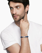 Chevron Bracelet in Blue Rubber with Sterling Silver, 6mm